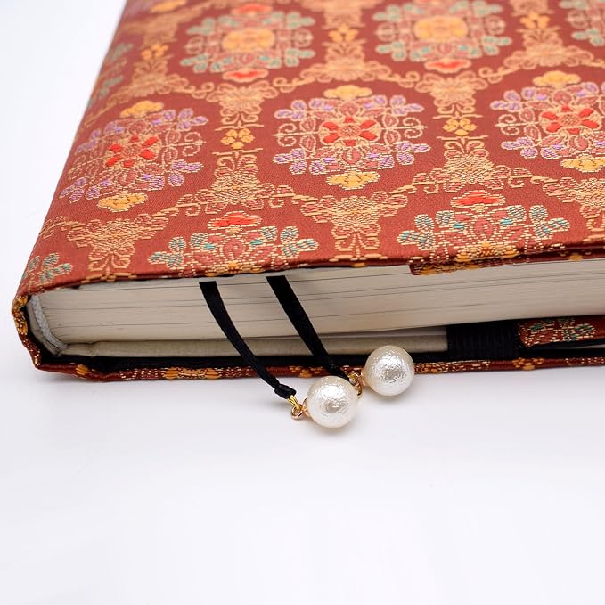 BLBMH A5 Journal Cover | Non-Stretch Fabric Notebook Sleeve with Bookmark, Handmade 5.5x8.3 Washable Privacy Protector for Paperback Bible Hardcover, Gift for Women - Flower Red