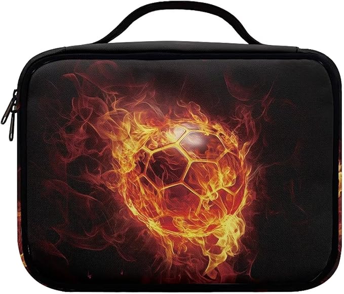 Fire Soccer Ball Style Bible Covers for Women Men Zippered Bible Carrying Case Bible Carrier Book Bag Church Bag Bible Protective with Handles