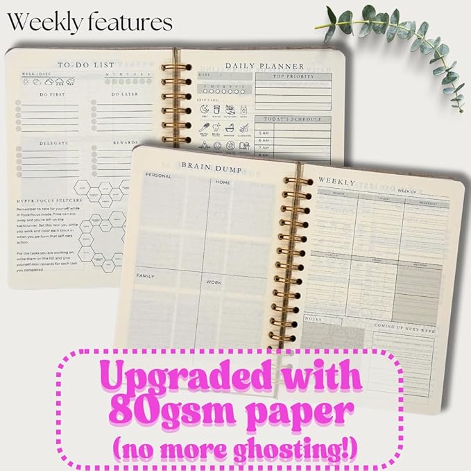 Neurodivergent ADHD Planner for Adults - Undated 90 Day Focus & Inspiration System | Daily Mental Health Planner with Medication Tracker & Brain Dump Tools | Premium Linen Cover