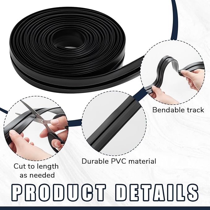 Frienda 1 Set 75 Feet Foldable Plastic Track for Flexible Plastic Letters Soft Letter Board Track for Letters Poster (Black)