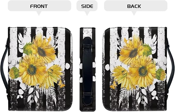 Yellow Flower Bible Carrying Tote Bag Bible Cover Case American Flag Bible Study Supplies Accessories Church Bag Bible Protective with Handle Size：XL