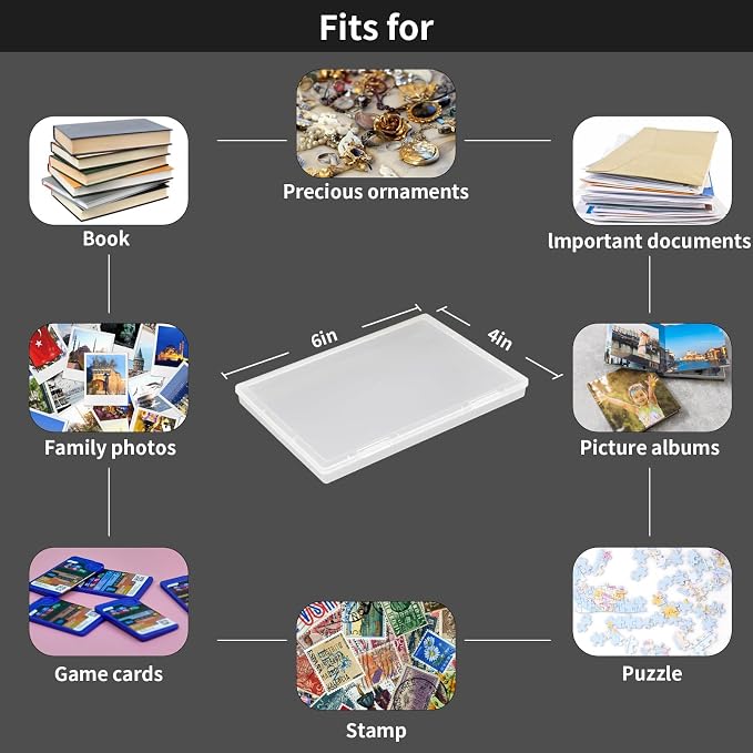 Fireproof Photo Storage Box with Lock, Holds 20 Inner 4"x6" Photo Cases, Waterproof Picture File Organizer, Portable Photos Boxes Containers for Valuables, Photos, Crafts, Documents (Small)