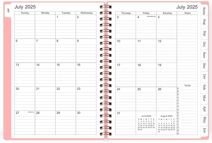 Tiankool Planner 2026, Jan 2026 - Dec 2026 Weekly Monthly Planner with 12 Monthly Tabs and Elastic Closure, Inner Pocket, Round Corner,5.8" x 8.25"- Pink