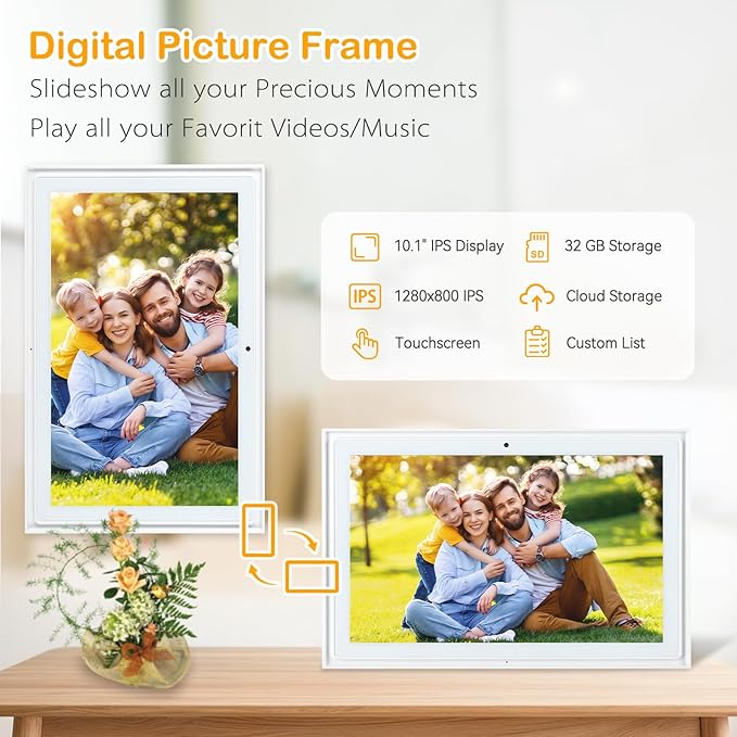 Digital Electric Calendar, 10.1" HD Wall Touch Screen calendars, Meal Planner, Family Duty Charts, to Do List, HD Smart home digital organizer, Interactive Electronic Calender, Built-in Digital Picture Frame Function