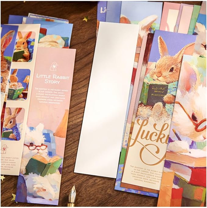 Cute Funny Animal Theme Colorful Bookmarks, 30 PCS (Rabbit Story)