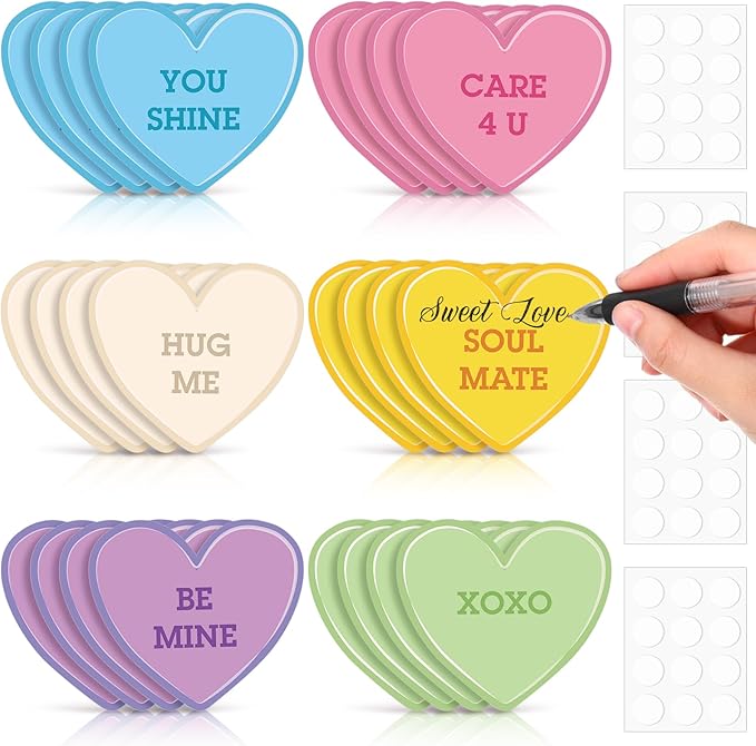 Taobary 24 Pcs 7.08 Inch Large Heart Cutouts Paper Valentine's Day Conversation Heart Shaped Cutouts Craft Pastel Valentine Bulletin Board Decorations for Classroom Poster Wall Decor Party Supplies
