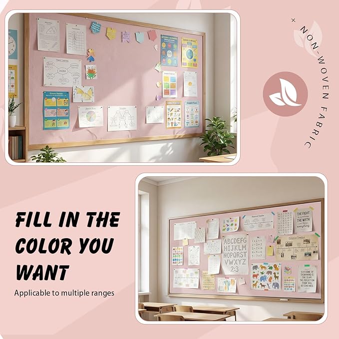 Breling 16 inch x 80 ft Fabric Bulletin Board Roll for Classroom Waterproof Non-woven Fabric Background Roll Anti-wrinkle Bulletin Board Background for Back to School Wall Decor DIY Craft(Light Mauve)