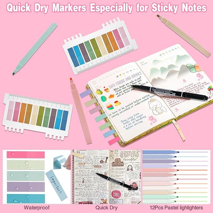 HRFGWDD Bible Study Supplies & Journaling Kit for Women with Highlighters & Pens,Tabs for Women, Sticky Notes, Bookmarks & Cross Clips – Bible Annotation Kit for Scripture Study(41pcs)