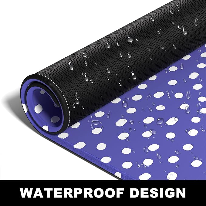 BOSOBO Large Desk Mat, XXL Extended Gaming Mat, Office & Home, Long Keyboard Mat, Huge Desktop Full Cover 31.5 x 11.8 Inches, Minimalist Purple Polka Dots