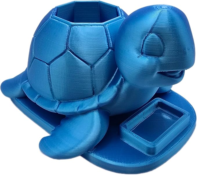 Sea turtle pen holder with paper clip tray (Blue)