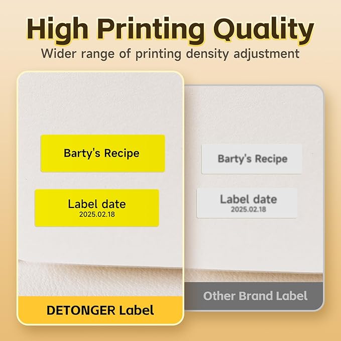 Thermal Labels DETONGER 1/2 Width Compatible Tape Refills Label Stickers Film Coatedfor Label Maker Tapes Home Office School Business Use Sticky Liquid-Proof 0.5"×1.6"(12×40mm) Yellow