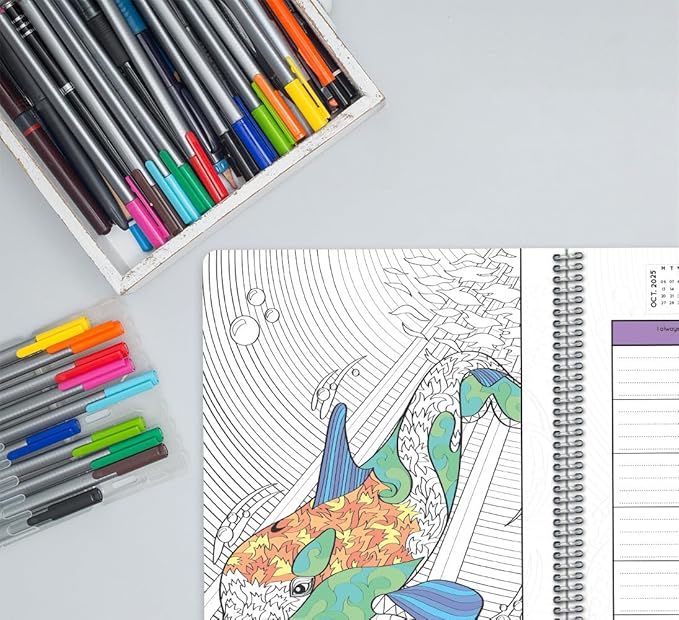 Dated Annual Color Your Year 2026 Planner, Full Calendar Year, Medium (6.625" by 9")