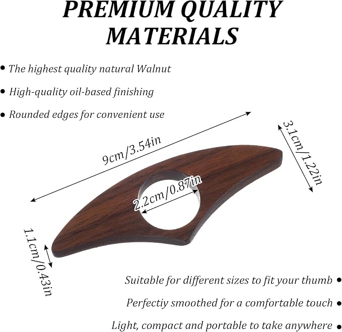 Nogeqi 2PCS Walnut Thumb Book Page Holder, Smooth Finish Wood Page Holders for Reading, Book Opener Holder Reading Gifts Accessories for Readers Readinglovers (Medium, Brown)