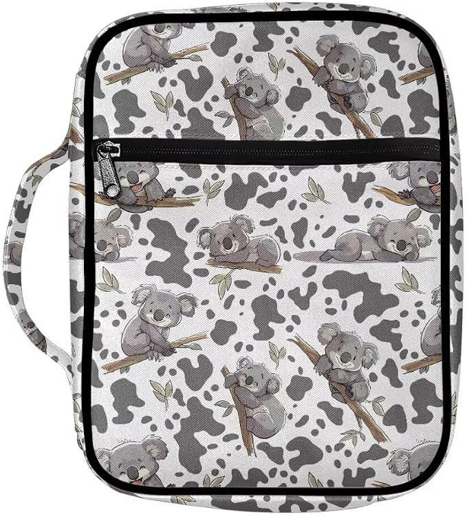 Coldinair Koala Bible Cover Case for Women Men,Carrying Book Cover Bible Holders with Handle and Zippered Pocket,Fits for Standard/Large Size Bible