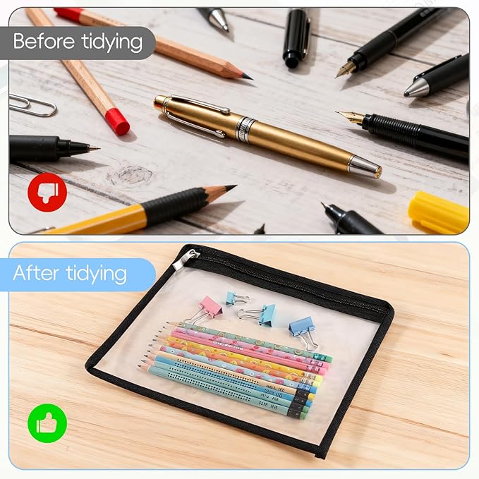 8 Pcs Clear Zipper Pouches, Clear Pencil Pouch,PVC Waterproof Makeup Pouch Envelopes Folder Storage,Document File Organization Bags for Home Office Supplies(10.6 x 8.3inch)