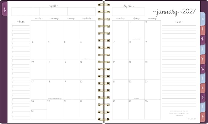 AT-A-GLANCE 2027 Planner, Weekly & Monthly, 13-Month Jan-Jan, 7" x 8.75", Harmony, Mulberry (1099-805-18-27)