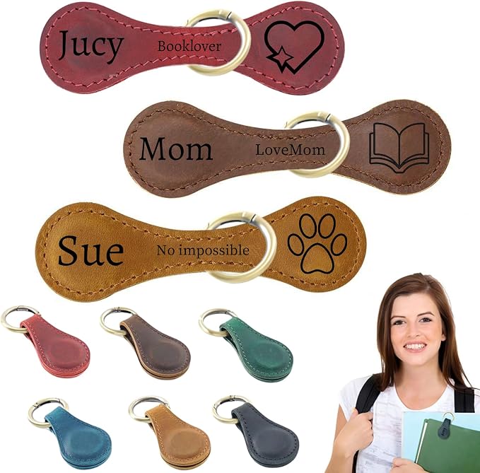 Personalized Magnetic Leather Bookmarks for Reading Women,Custom Magnet Book Mark Clips with Initial Gifts for Readers Men Book Lovers Classmate (Large Leather Magnetic Bookmark)