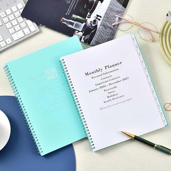 Monthly Planner 2026-2027 - Planner 2026, 9'' x 11'', 24 Months from JANUARY 2026 to DECEMBER 2027, Monthly Calendar with Tabs, Inner Pocket