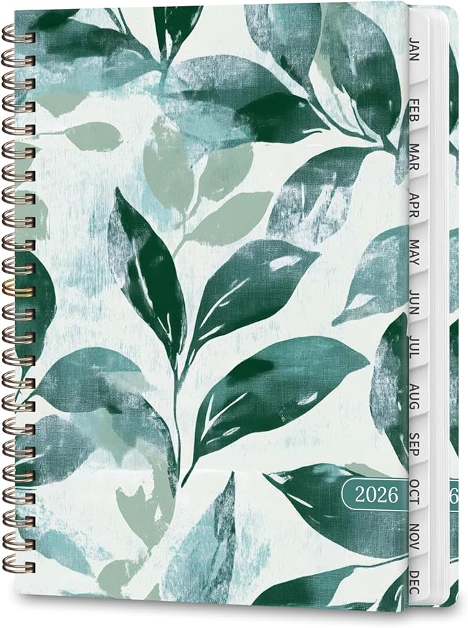 2026 Planner, Weekly and Monthly Academic Planner Calendar (JAN.2026 - DEC.2026), Planning Agenda Book, for Office Desk Accessories and School Supplies, A5(6.3" x 8.5") (Leaf)