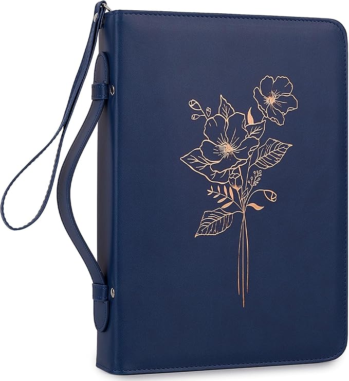 Bible Cover Case for Women and Men, PU Leather Bible Bag Bible Study Supplies Accessories with Detachable Wrist Strap