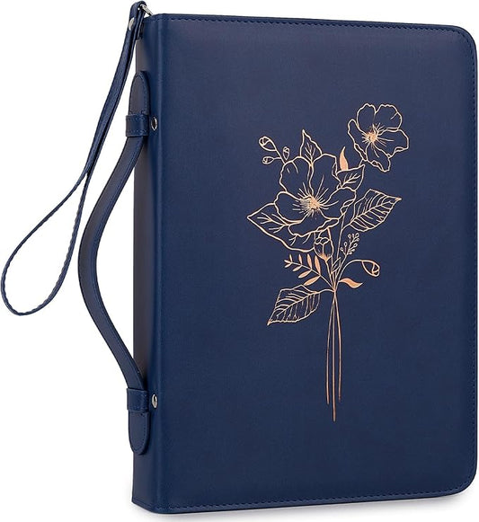 Bible Cover Case for Women and Men, PU Leather Bible Bag Bible Study Supplies Accessories with Detachable Wrist Strap