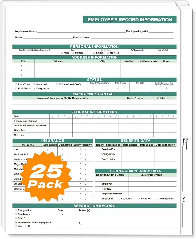 Employee File Folders, 25-Pack Heavy Duty Cardstock, Letter Size 9.5x11.5, Secure 2-Pocket Design for HR Document Organization & Storage (Green)