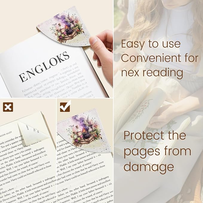 Icycay Magic Bottle Corner Bookmarks, Cute Leather Book Accessories for Book Lovers, 3 Pcs Reading Book Page Markers for Women Men Student Teacher Retirement Birthday Gifts