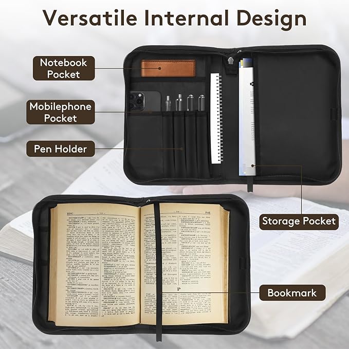 Bible Cover for Woman, Bible Carrying Book Case, Protective Bible Organizer Holder Bag with Handle and Zippered Pocket, Christian Gift for Lady Girls (Sunflower Floral, XL)