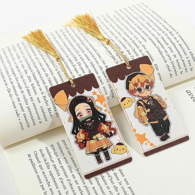 Anime Demon Kamado Acrylic Bookmark - Anime Tanjiron Zenitsu Giyuu Kyoujurou Figure Page Mark Reading Tool, Holiday Gifts for Reading Fans Book Lovers Bookworm (4PCS Set-1)