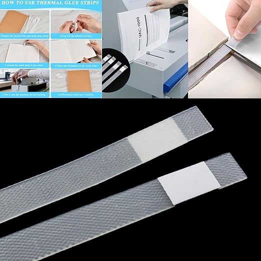 heyous 20PCS 3 Point Positioning Design 12mm Resin Hot Melt Binding Adhesive Strip 86-100 Sheet Capacity Suitable for Albums Images Files Book Repair