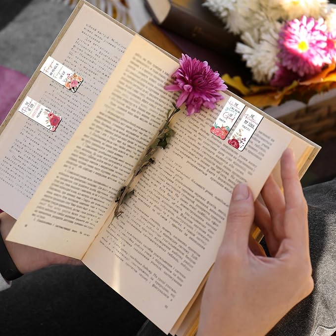 Bible Verse Magnetic Bookmarks - 30 PCs Christian Floral Book Marks for Reading Women Bulk Religious Inspirational Page Markers for Girls Kids Students School Scripture Church Faith Gifts