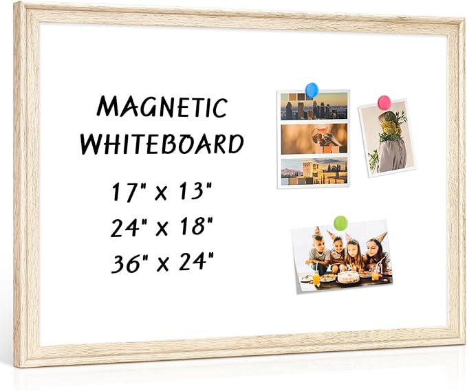 White Board for Wall, 24" x 18" Magnetic Dry Erase Board, Decorative Wooden Frame Large Whiteboard, Wall Mounted, Aesthetic Writing Board for Home, Office, School - Vintage