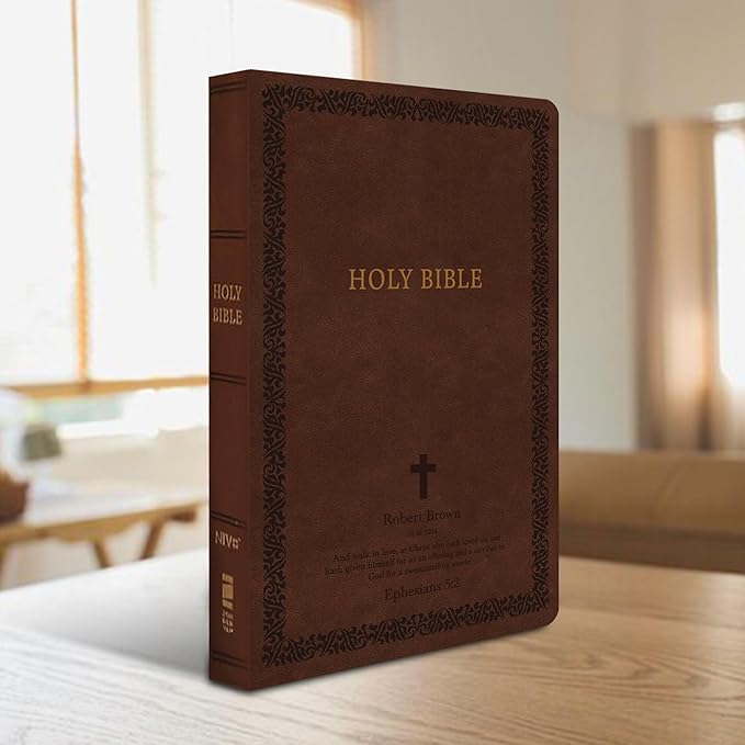 Personalized Soft Touch NIV Holy Bible with Custom Name Includes Up to 3 Rows of Text | Custom Gift for Christian & Religious Celebrations (Brown)