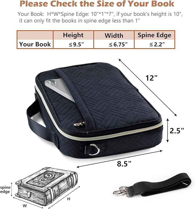 Aplufine Bible Cover for Men-Bible Case for Women-Medium Bible Bags and Totes-Large Bible Carrying Case-Bible Carrier with Shoulder Strap,Detachable Pen Loops for Bible Accessories,Gift Men Women