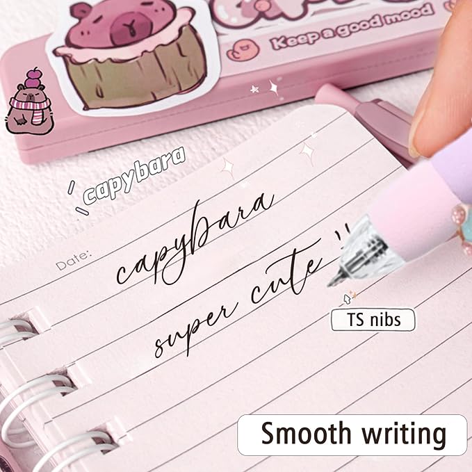 8Pcs Cute Purple Erasable Pens Aesthetic Retractable Erasable Gel Pens Cartoon Erasable Gel Ink Pens 0.5mm Black Ink - Retractable, Office School Supplies