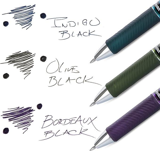 Pentel EnerGel RTX Dark Matter Liquid Gel Pen, (0.7mm), Assorted Dark Ink Colors, Pack of 6 (BL77DMPF6M)