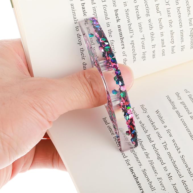 TIESOME 2 Pcs Thumb Book Page Holder for Reading, Glitter Dimond Thumb Ring Page Holder Resin Book Opener Thumb Bookmark Reading Accessories for Birthday Thanksgiving Party Wedding Gifts