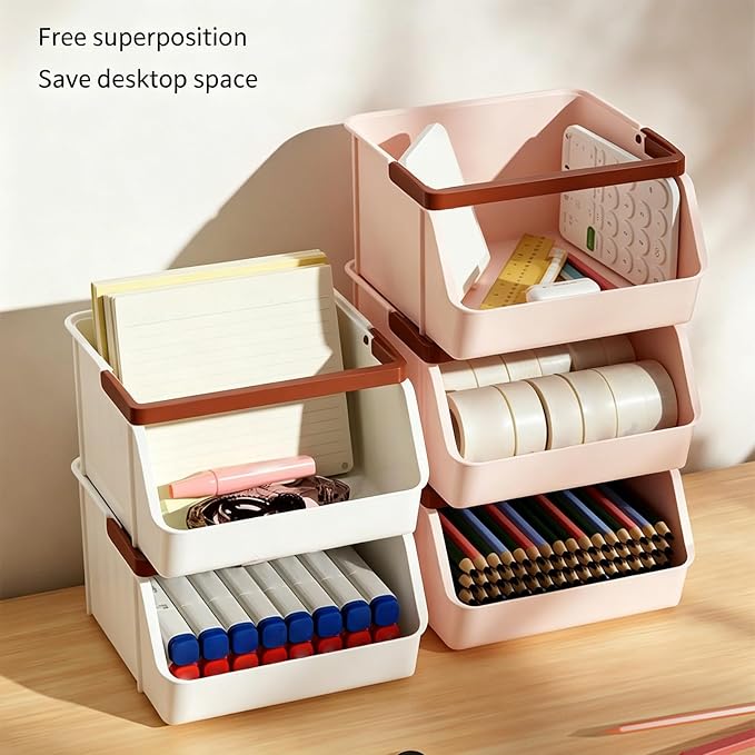Of 3 Desktop Organizers Box Large Capacity Storage Container for Offices Supplies Desk Organization Tool Presentation Storage Box