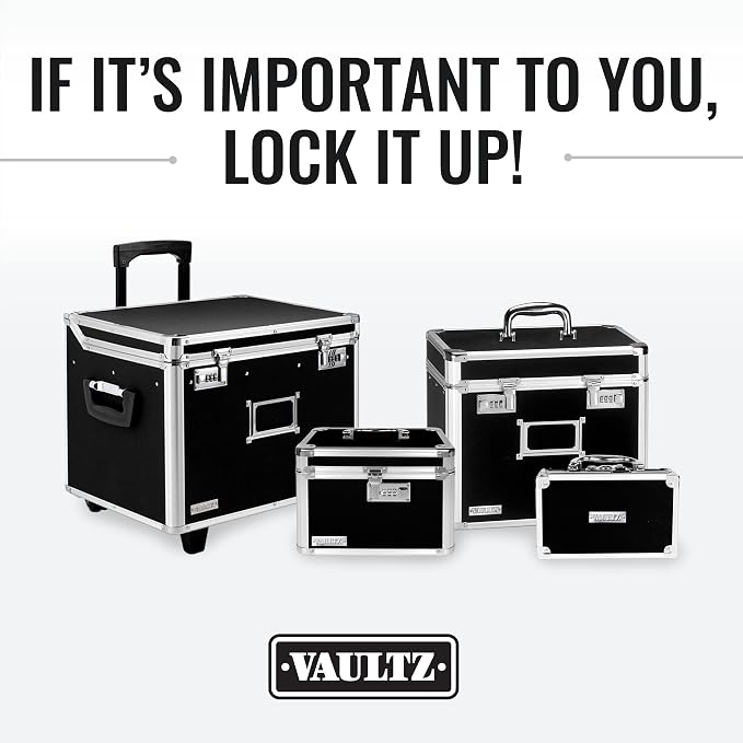 Vaultz Locking File Organizer Box - 13.5 x 13.25 x 10.5 Inch Large, Portable Locking Storage Box for Filing Letters & Documents w/Combination Lock, Black