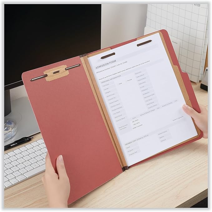 Universal 10270 Pressboard Classification Folder, Letter, Six-Section, Red, 10/Box
