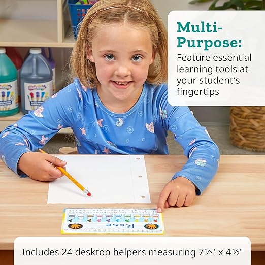 Really Good Stuff 24PK Primary Self-Adhesive Vinyl On-The-Go Reference Nameplate with a Left and Right Directions, an Alphabet, Colors, Number Line