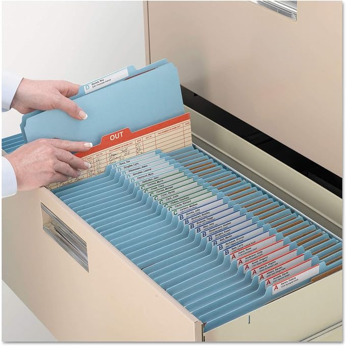 Smead Classification File Folder, 2" Expansion, 2/5-Cut Tab, Letter Size, 10 per Box (1 Divider, Blue)