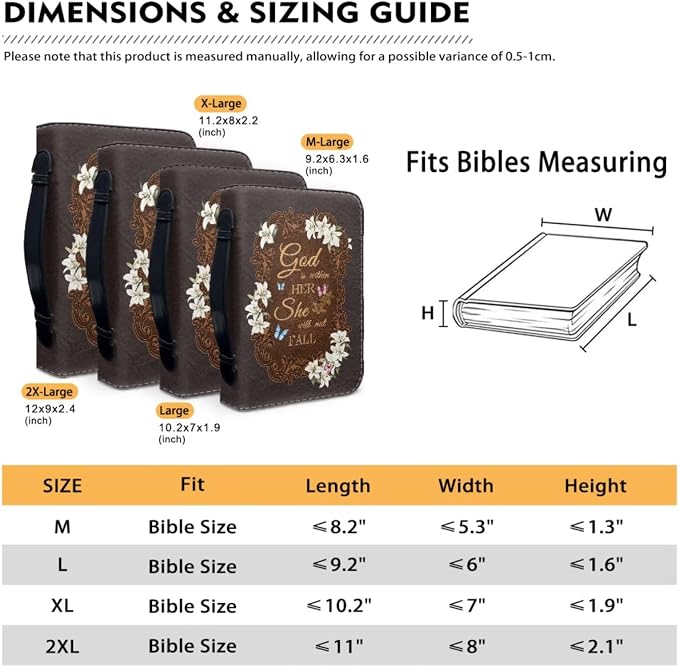 Retro Style Lily and Cross Bible Case with Bookmark Waterproof Bible Cover Case for Women Lightweight Bible Bag with Handle Pockets Church Book Bag Grey