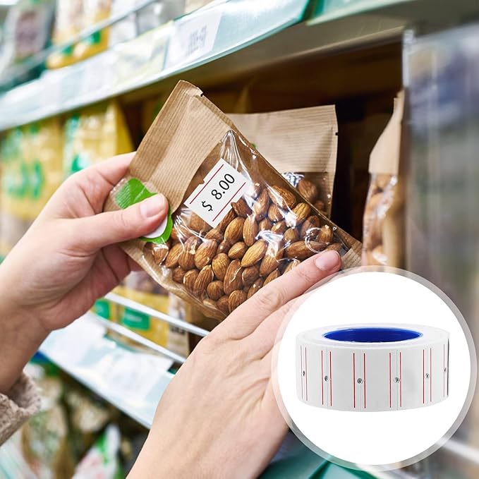 FRCOLOR 10 Rolls Supermarket Price Tag Paper for Price Gun Labeler Per Roll for Retail and Market Use