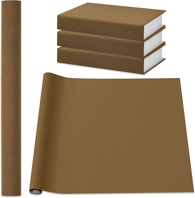 PerKoop Book Cloth for Book Binding 40 x 16 Inch Fabric Surface Paper Backed Bookcover Archival European Durable Strong Bookbinding Supplies Cover Books Album Scrapbooking (Brown)