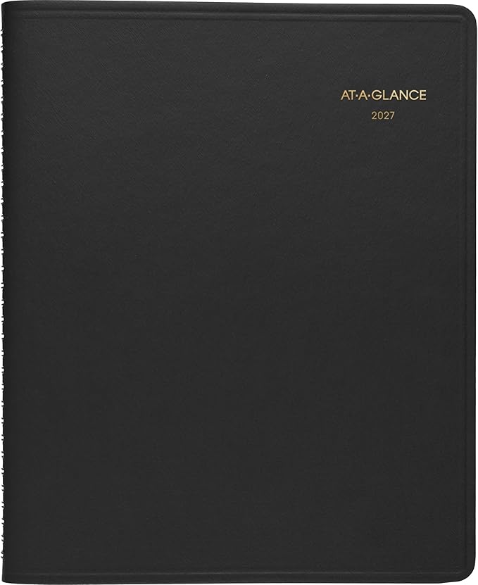 AT-A-GLANCE 2027 Planner, Monthly, 15-Month Jan-Mar, 9" x 11", Unruled Daily Blocks, Black (702600527)