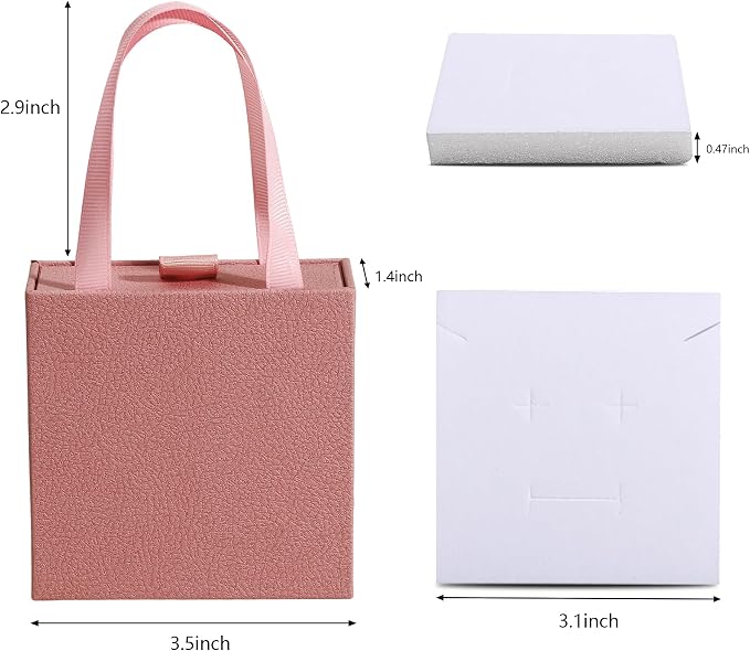 40 pcs paper boxes 9 x 9 x 3.5 cm, pink luxury gift storage, jewelry gift storage box for earrings necklaces bracelets rings