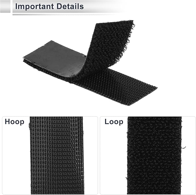 10 Pcs Universal Hook and Loop Tape Adhesive Back Double Sided Sticky-Back Home Office Phone Mount Adhesive Tape 0.79" x 2.76" Black