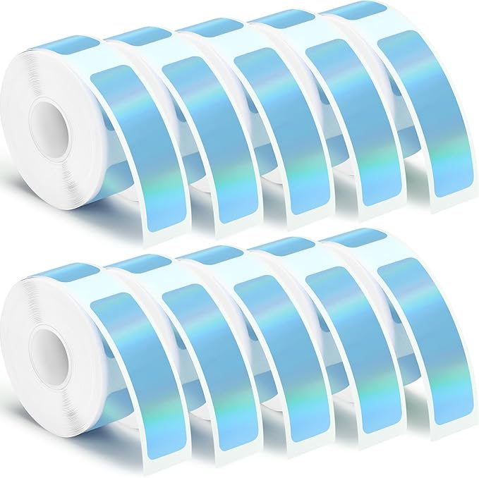 Gersoniel 1600 Pcs Label Tapes Compatible with D30 Label Printer Laminated Labeling Stickers Thermal Labels for Home Office(Laser Blue,12 x 40 mm)