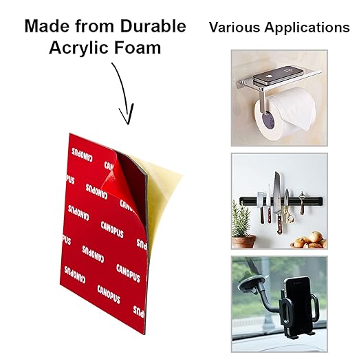 Canopus Number Plate Pads Heavy Duty, 8-PCs 1in x 3in Waterproof Sticky Pads, Double Sided Adhesive Pads for License Plate Holder, Home Decor, Black